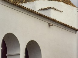 Sant Joan, el blanc alterat per la teulada i la cúpula de teules de fang.